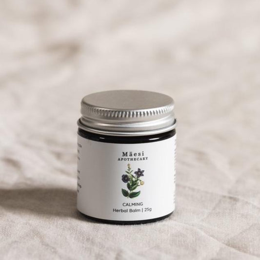 calming herbal balm with lid on